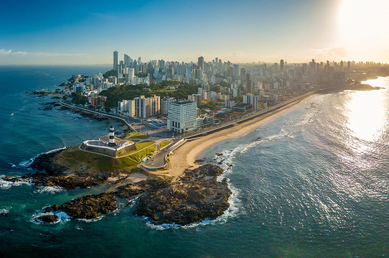 Vista aerea do farol da barra salvador bahia