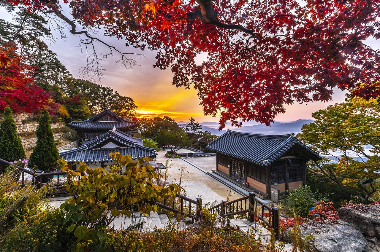 Coreiadosul aldeia hanok pordosol