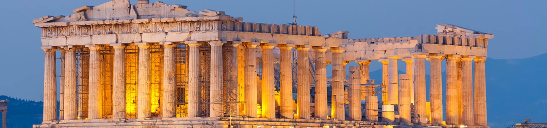 Parthenon ao anoitecer - Atenas, Grécia.