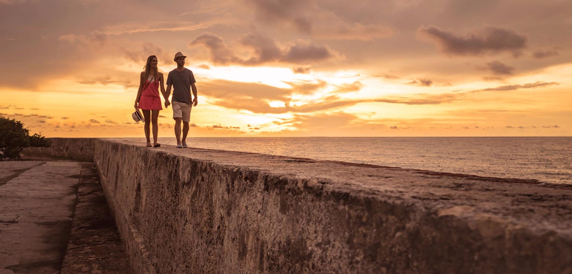 Tourists enjoying the sunset in cartagena