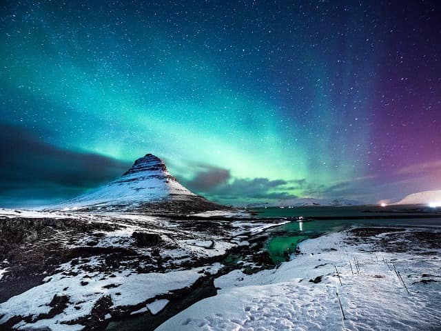 Islandia aurora boreal monte kirkjufell