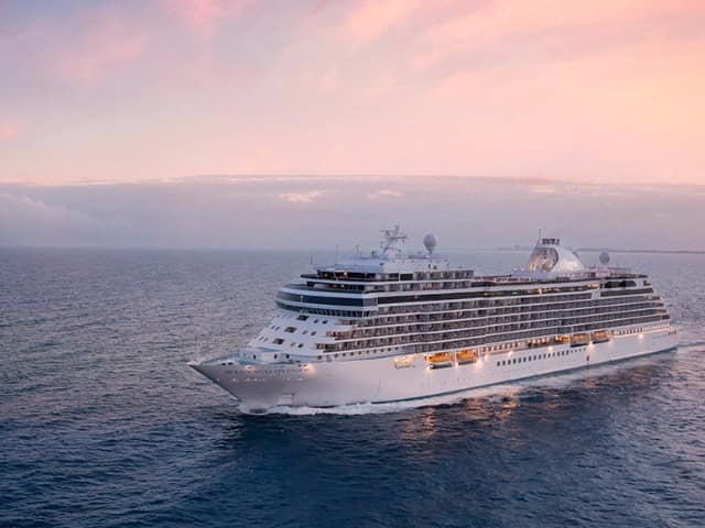 Regent seven seas spl ship aerial sunset