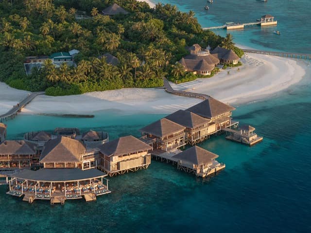 Six senses laamu overwater area sunset