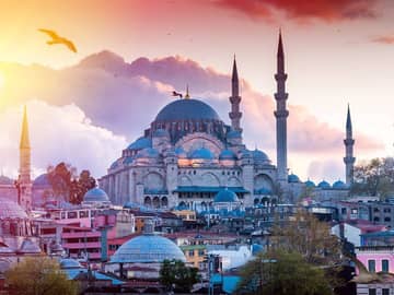 Vista da Mesquia Sultan Ahmed - Istambul, Turquia.
