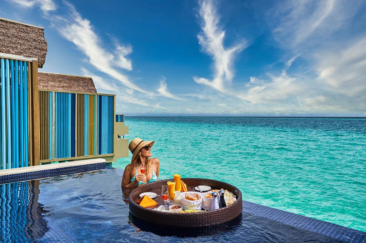 Hard rock hotel maldives platinum overwater pool villa floating breakfast