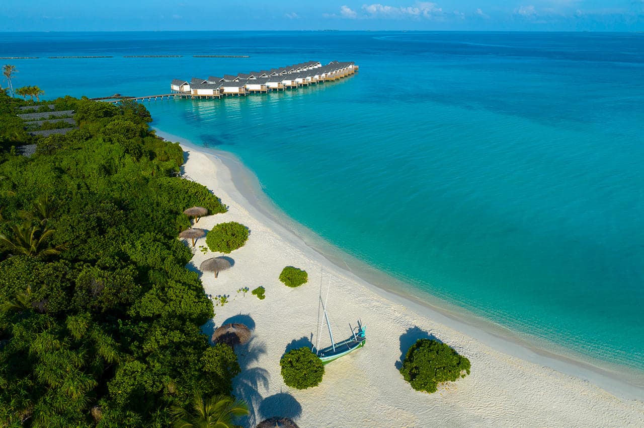 Raaya by athosphere aerial view and water villas