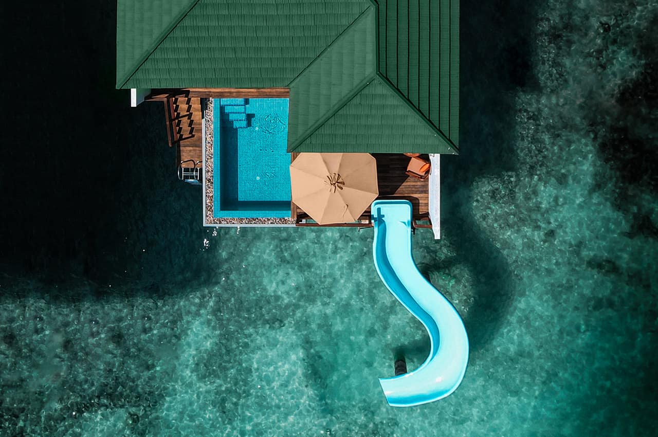 Siyam world maldives villa with pool slide