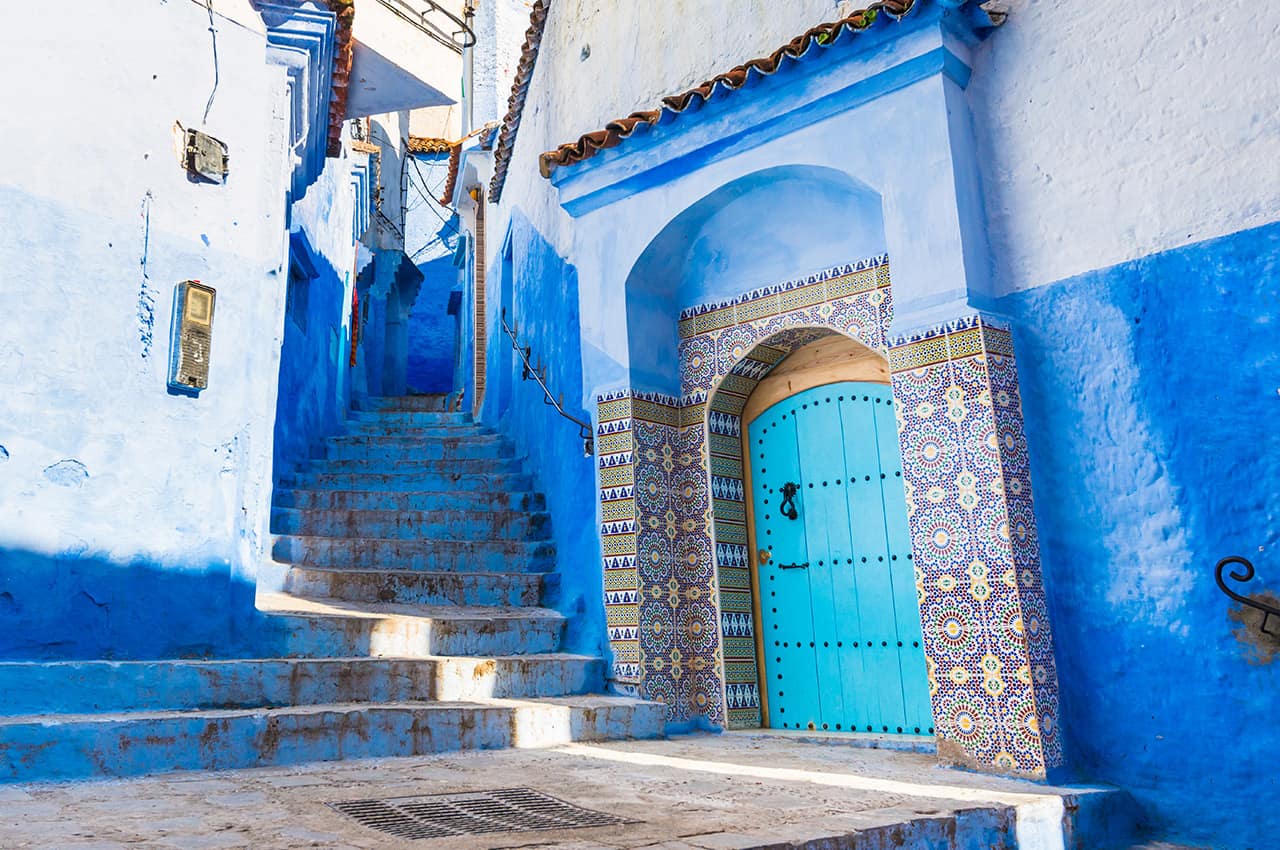 Rua de Chaouen, a cidade azul do Marrocos.
