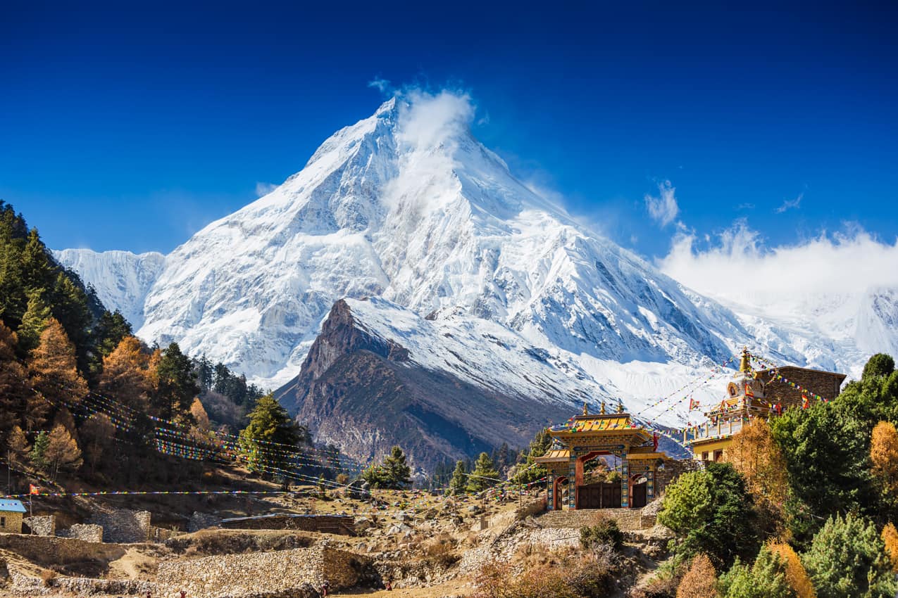 Ponto turístico Monte Manaslu, Himalaia, Nepal