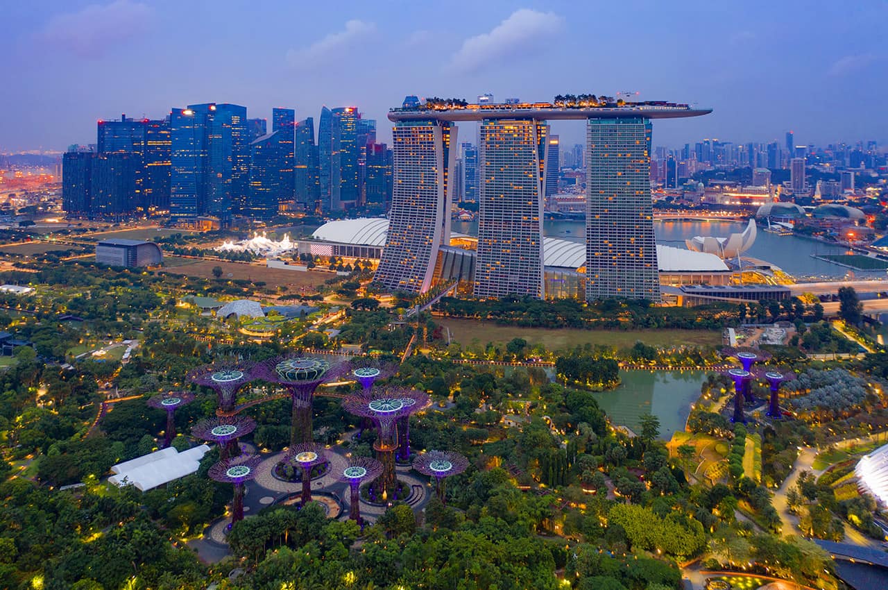 Singapura vista aera distrito financeiro