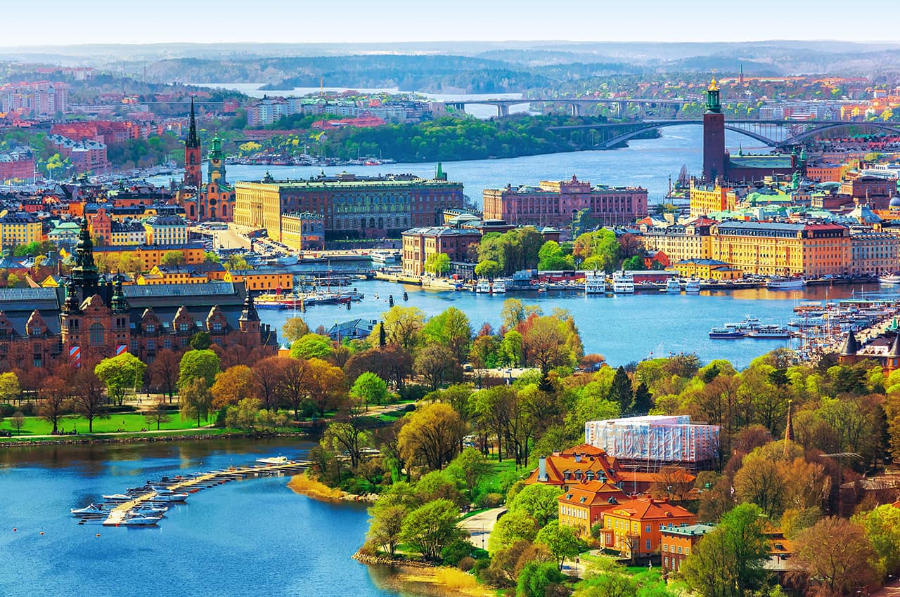 Vista aérea de Gamla Stam - Estocolmo, Suécia.