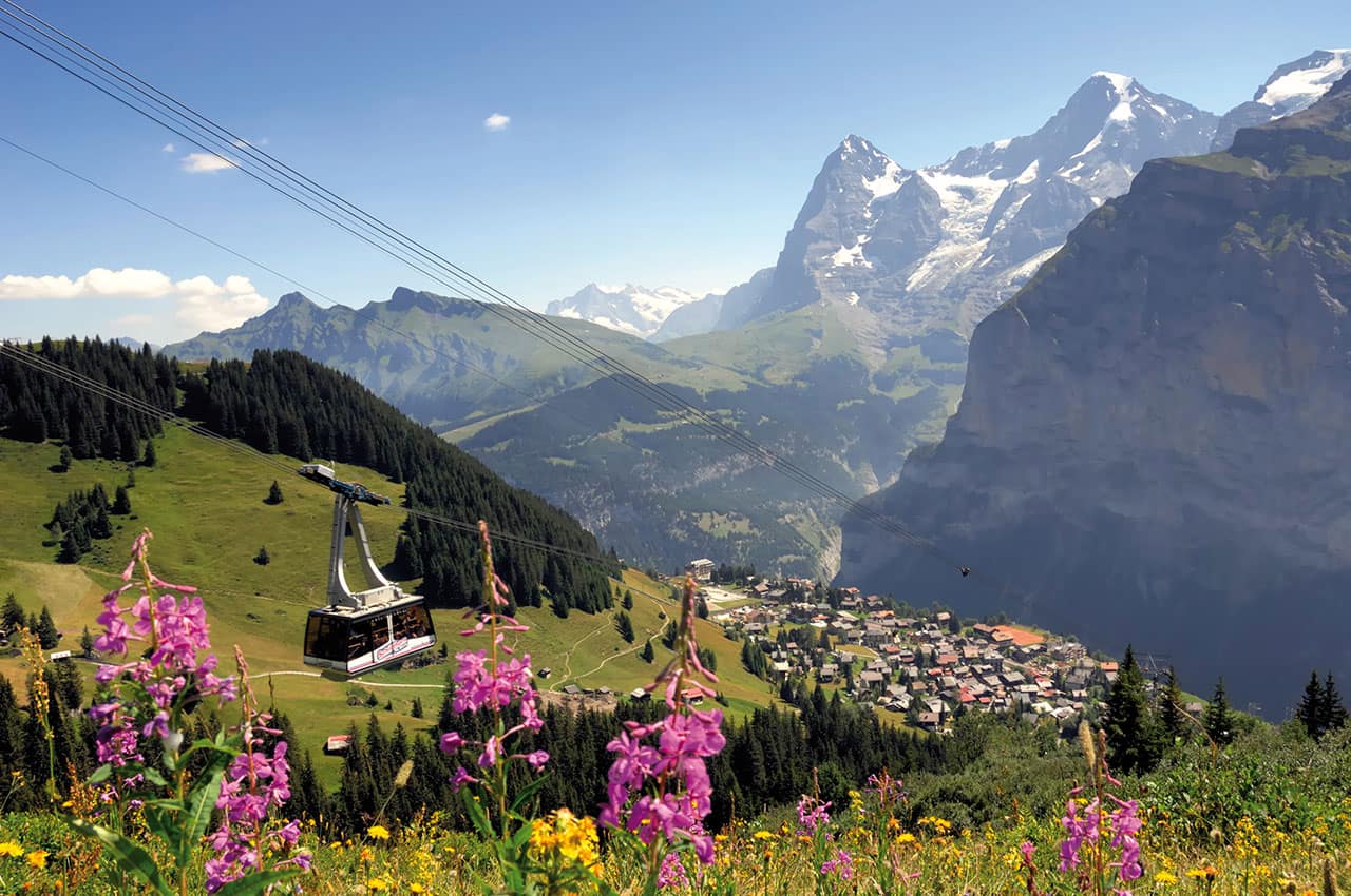 Switzerland tourism muerren verao gondola schilthorn