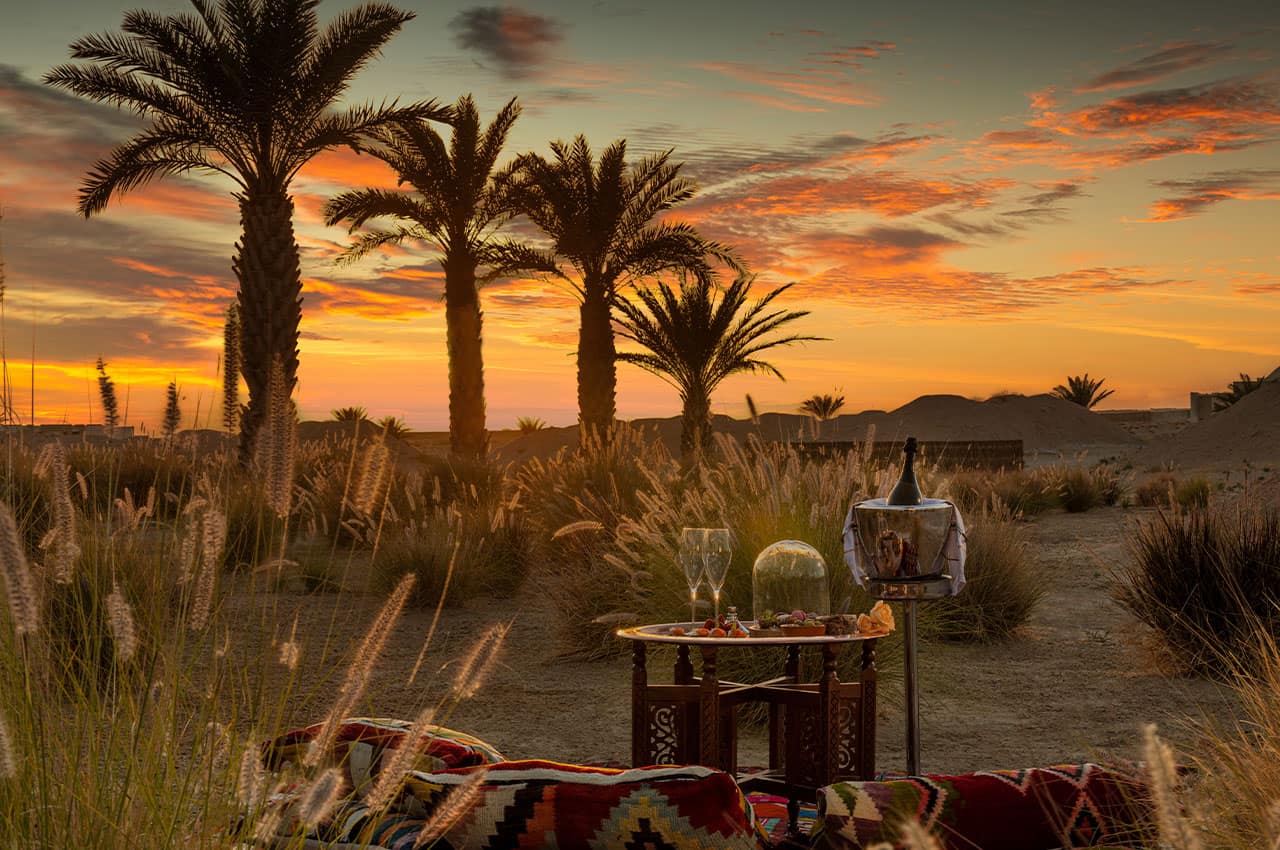 Anantara sahara tozeur resort champagne sunset view