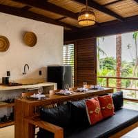 Bahia pousada vila kandui Kandui Ocean Villa estar e cozinha