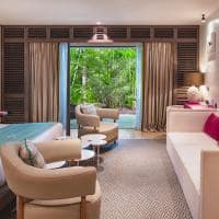 Le barthelemy hotel junior suite jardin quarto e cama