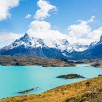 Vista lago Pehoe Parque Nacional Torres del Paine Patagônia Chile