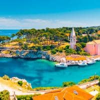 Scenic view of the blue lagoon village veli losinj on sunny day location place kvarner gulf