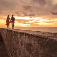 Tourists enjoying the sunset in cartagena