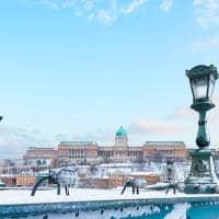 Royal palace in budapest at winter day
