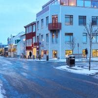 Prédios cidade Reykjavik inverno, Islândia