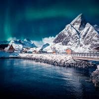 Aurora boreal lofoten islands norway