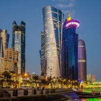 Qatar doha cidade ao por do sol