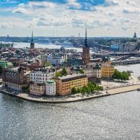 Vista aérea da cidade (Gamla Stam) - Estocolmo, Suécia.