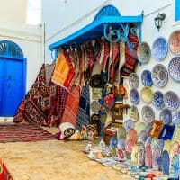 Mercado de tapetes  - Sidi Bou Said, Tunísia.